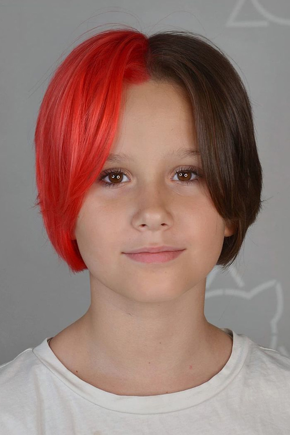 Red Asymmetrical Cut: Statement Bangs for Girls