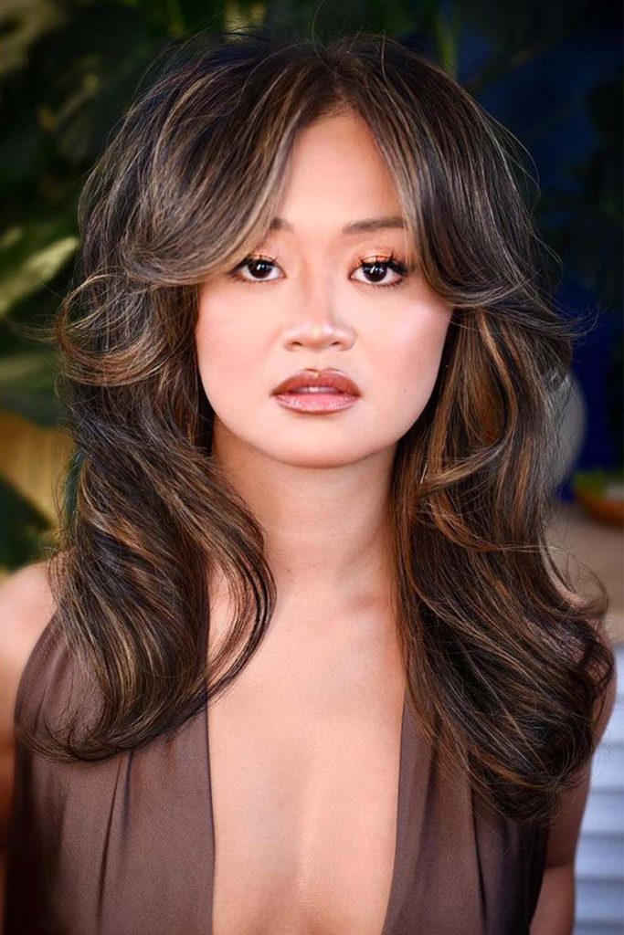 Medium Length Hairstyles With Center Parted Bangs