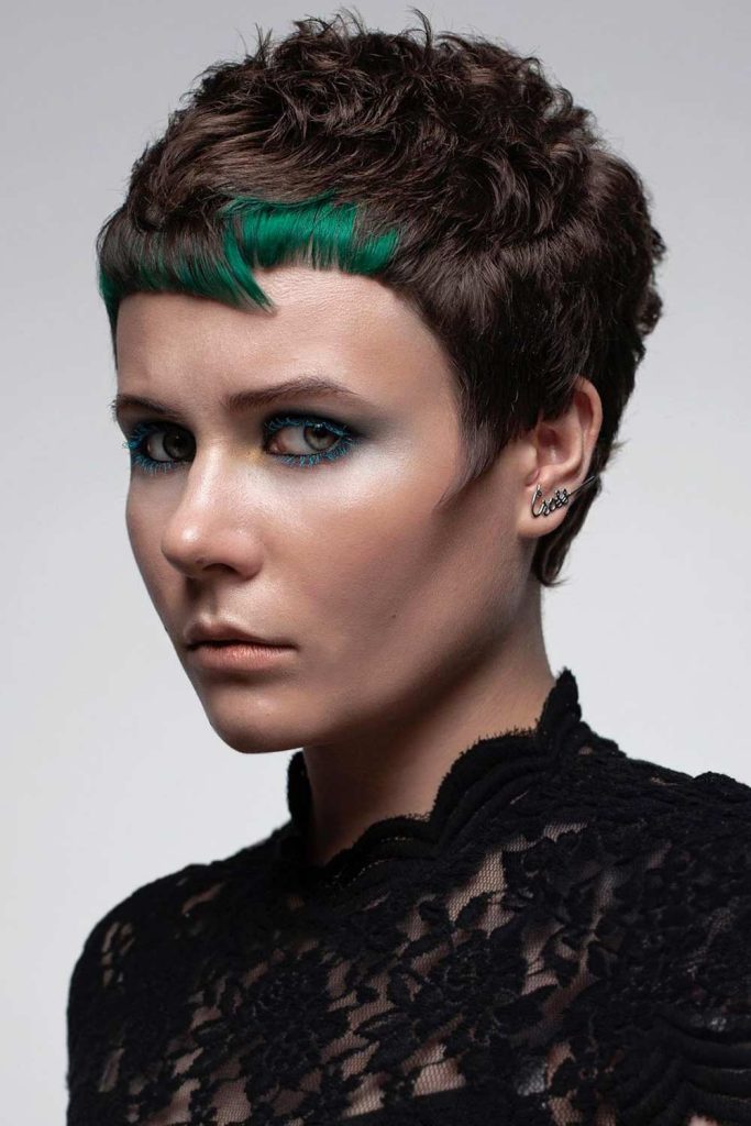 Pixie with Asymmetrical Green Fringe 