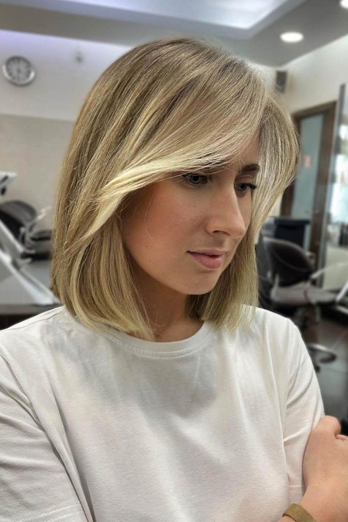 Blond Bob with Gentle Layered Side Bangs