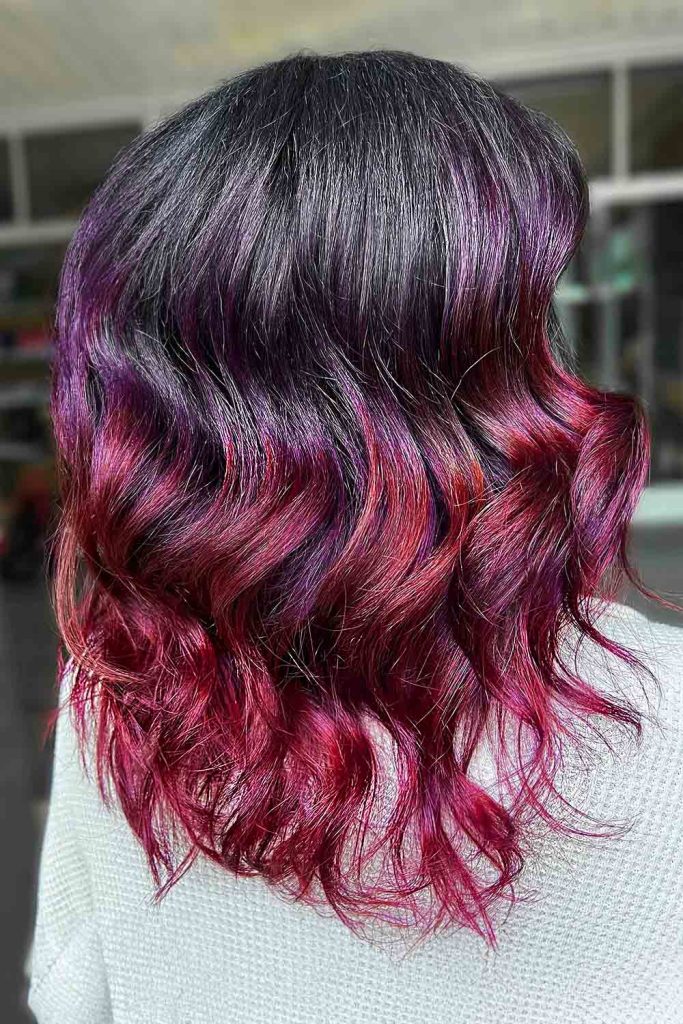 Burgundy Plum Ombre with Dark Roots