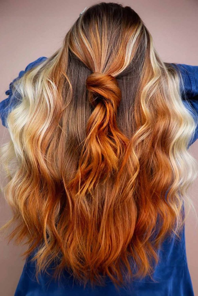 Copper Gold Ombre Hair #blondeombrehair #blondeombre #ombrehaircolor