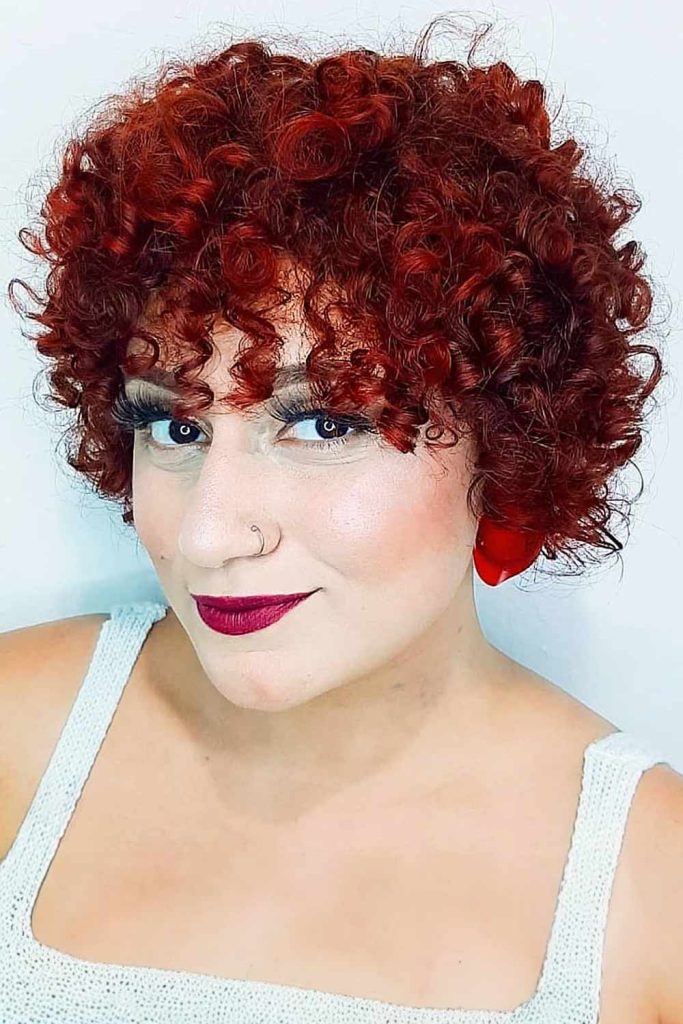 Bright Red Pixie #curlypixiehair #curlypixie #pixie
