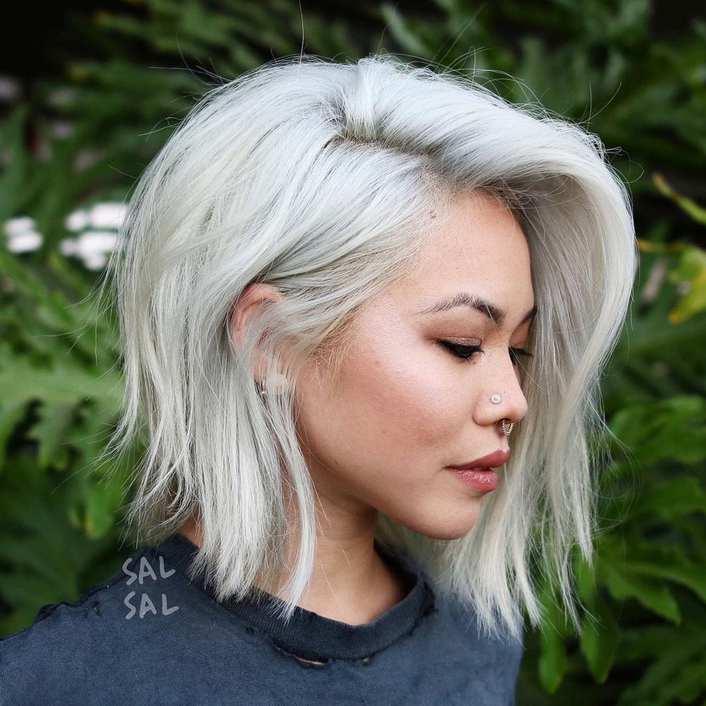 Platinum Blonde One Side Bob