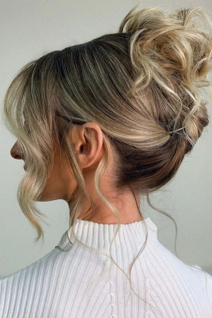 Center-Parted Polished Updo with Long Front Locks