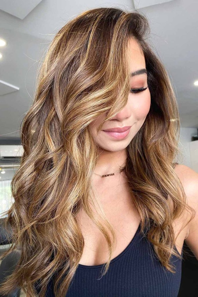 Deep Side Bangs and Long Balayage