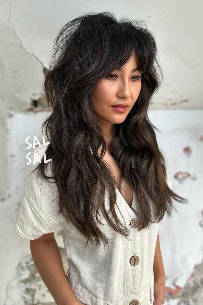 Volume Shaggy Hairstyle with Bangs