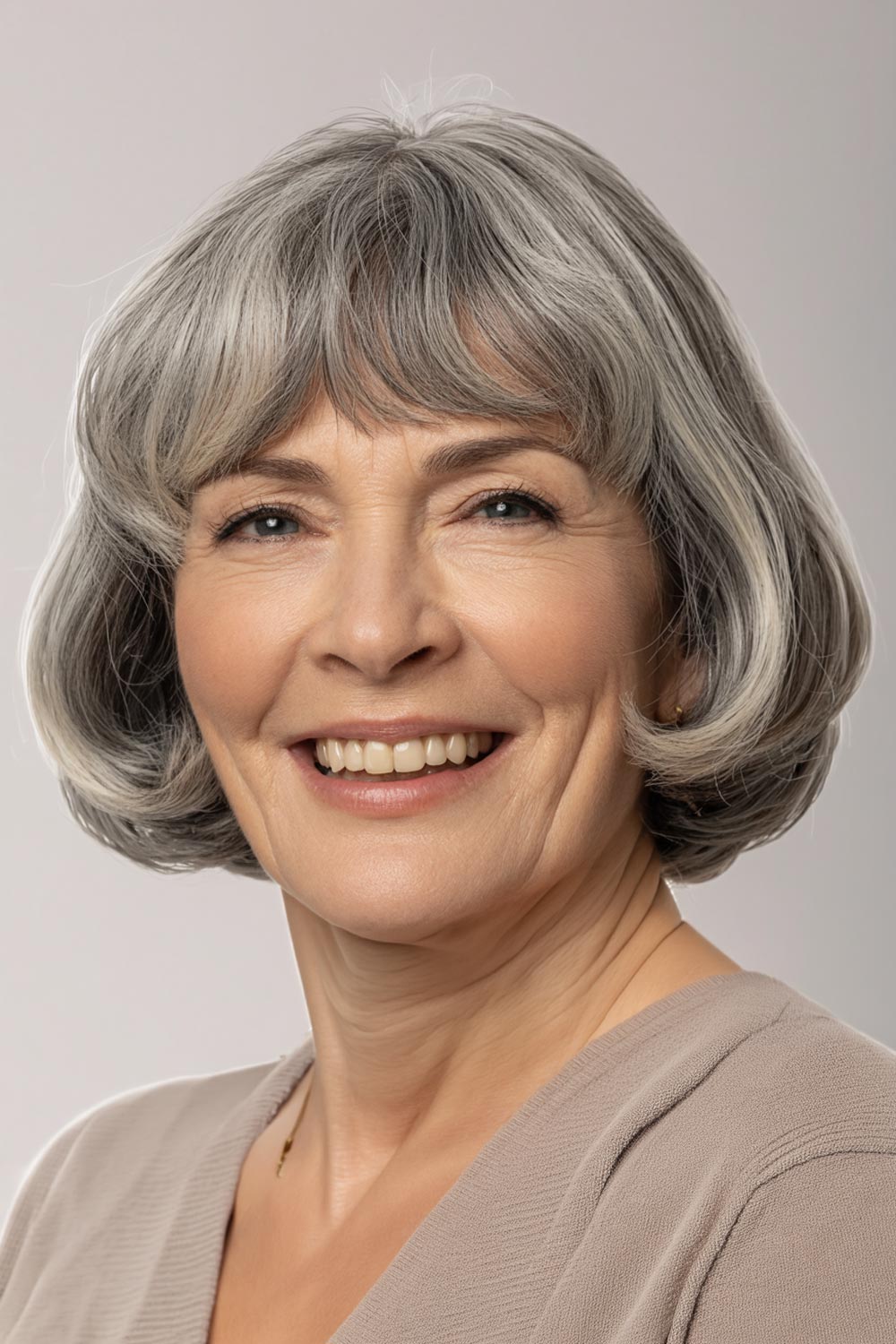Silver Bob with Wispy Bangs